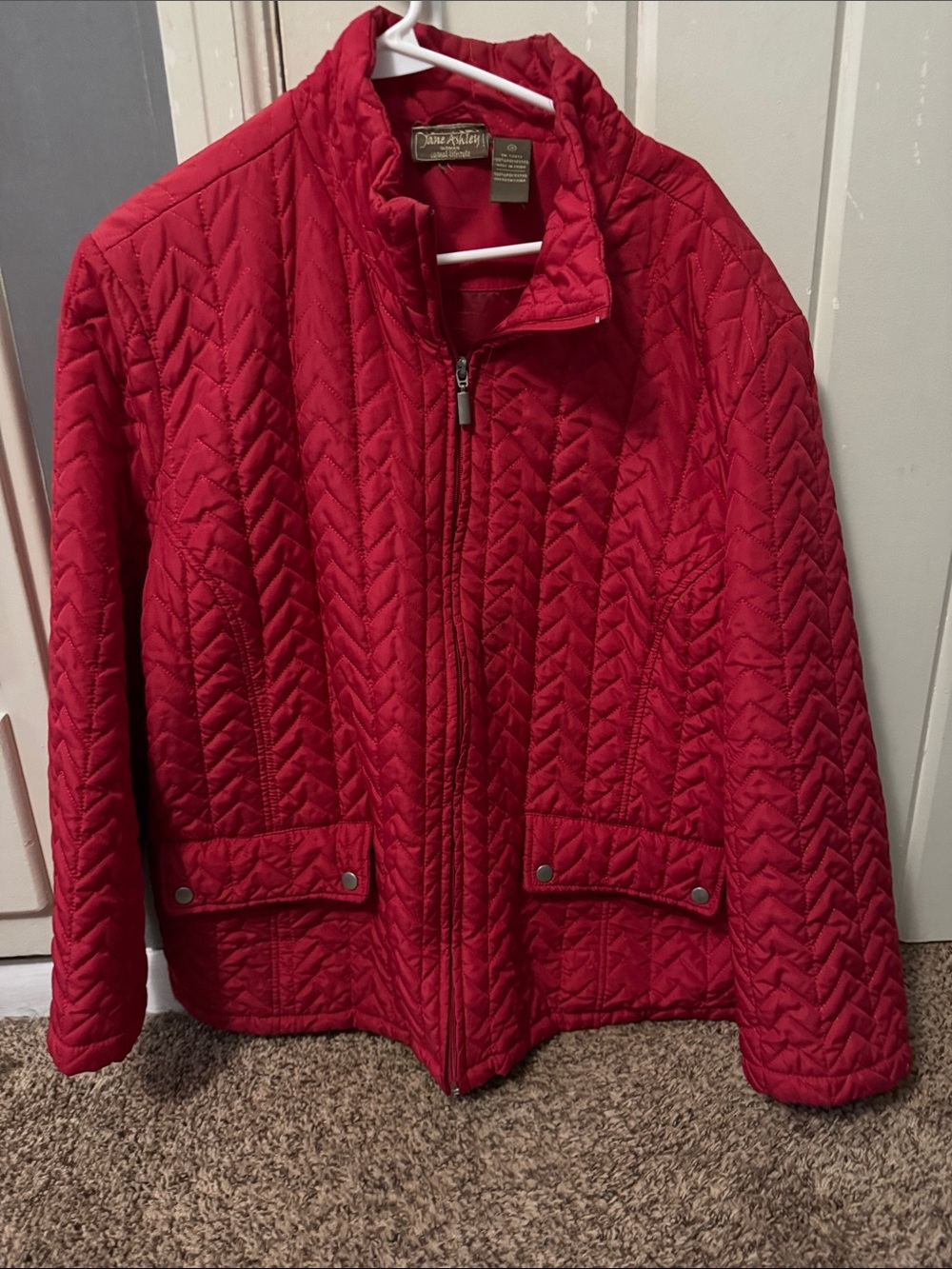 Jane Ashley Quilted Bright Red Zip-Up Jacket